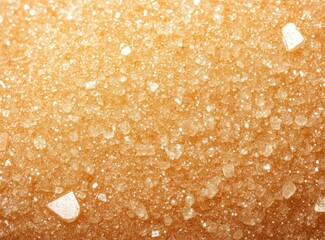 Close-Up View of Golden Brown Sugar Granules Texture and Detail