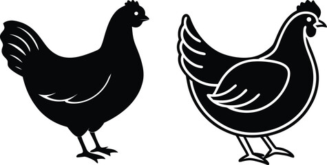 Fototapeta premium A bold, single-line chicken silhouette in a standing pose