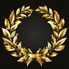 Olympic golden laurel wreaths, on a black background