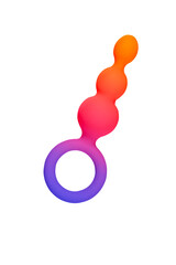 Sex toy for adults, design anal toy isolated on white background. Cut out. The massager is also colorful and appears to be made of a soft material.