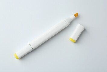 One color double sided marker on white background, top view