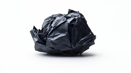 Fototapeta premium Crumpled black paper on a white background