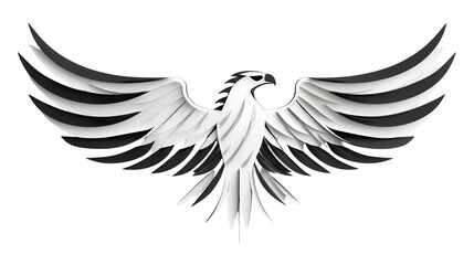 Naklejka premium Png of Stylized black and white eagle with outstretched wings, symbolizing strength and freedom on transparent background.