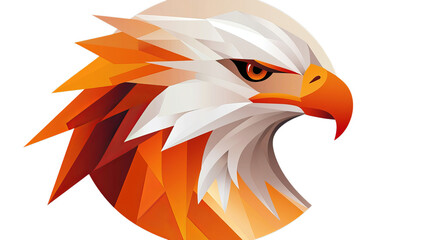 Fototapeta premium Png of Stylized eagle head illustration with vibrant orange and white feathers, showcasing strength and majesty on transparent background.
