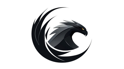 Obraz premium Png of Stylized black eagle logo with sharp lines and fierce expression on transparent background.