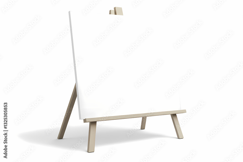 Aufkleber easel and blank canvas: a wooden easel stands ready to display an empty canvas. the clean, simple pr