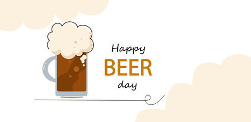 International beer day. American national beer day.  Flat design vector hand drawn illustration.