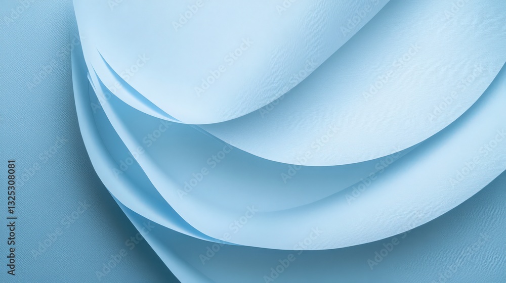 Poster delicate blue paper curves create a calming and sophisticated design element