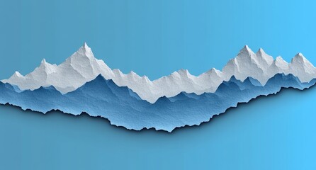 Abstract Mountain Landscape with Layered Paper Texture in Shades of Blue and White for Background or Design Use