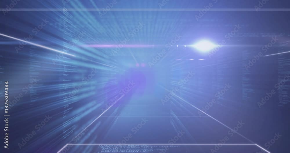 Poster animation of digital data streams and glowing light showcasing futuristic technology