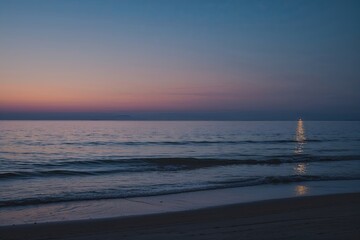 Fototapeta premium Serene Sunset by the Shore Expansive Sky and Majestic Horizon