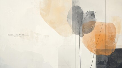 Minimalist Abstract Botanical Art, Neutral Aesthetic, Modern Elegance	