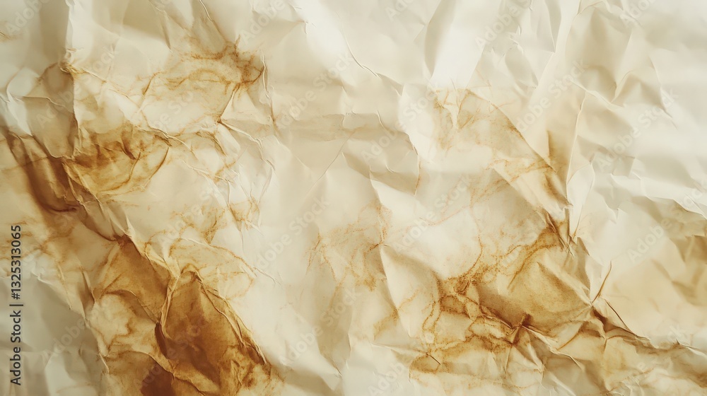 Poster textured crumpled parchment with stain patterns suitable for artistic backgrounds
