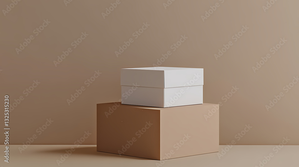 Poster presentation box on display: a pristine, square presentation box, impeccably placed atop a solid bas