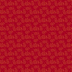 Red seamless daisy floral pattern with simple gold silhouettes, perfect for fabric prints, wrapping paper, kids’ decor, and modern backgrounds.