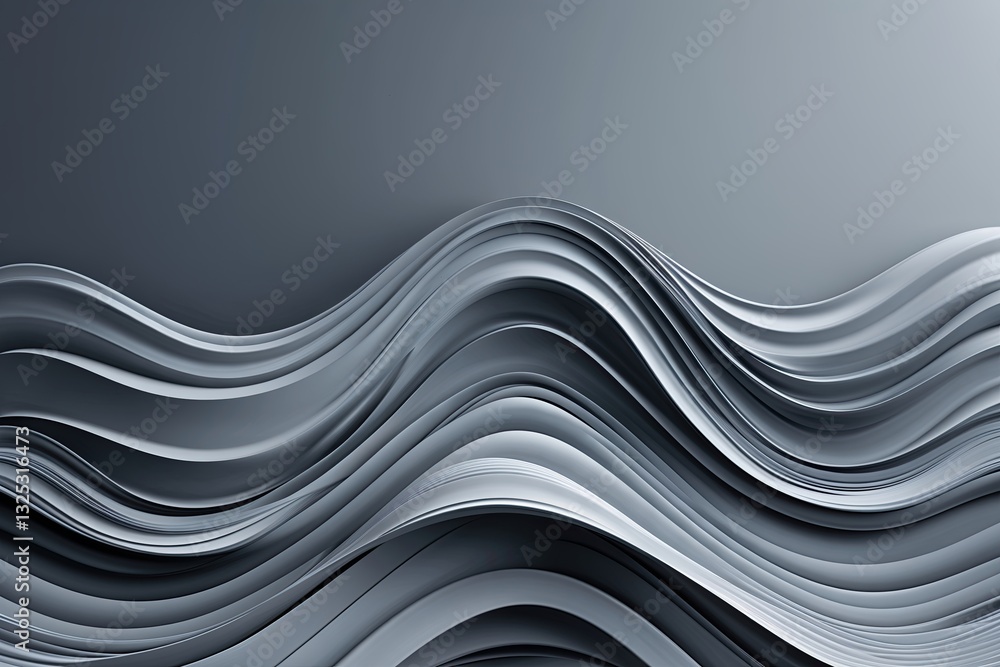 Poster three dimensional stylish gray wave background with smooth gradient design