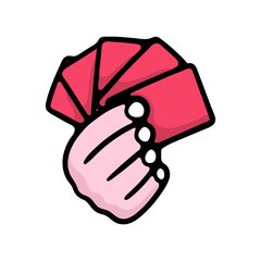 illustration cartoon hand play card on white background