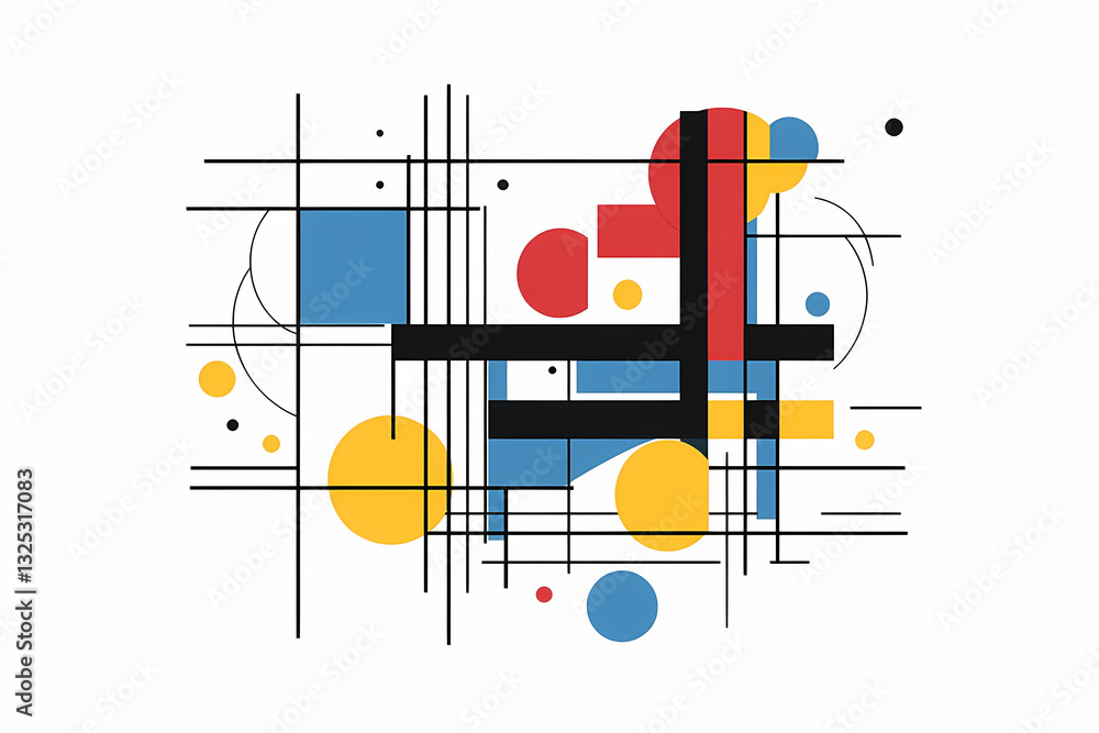 Aufkleber abstract geometric composition: this image features an abstract geometric composition with a modern,