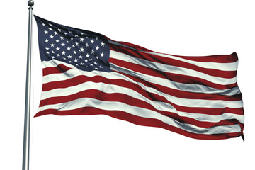 Fototapeta premium American Flag Waves Proudly. Patriotic Symbol Of Freedom And Democracy. 
