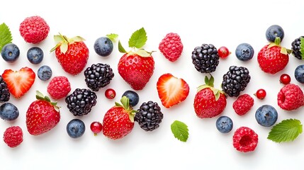 Sweet mix berries isolated on white background