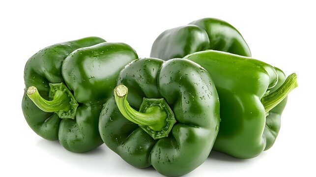 green bell peppers on white background