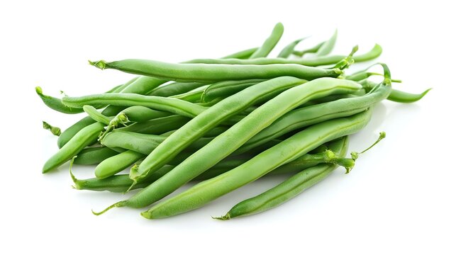 Green beans on white background