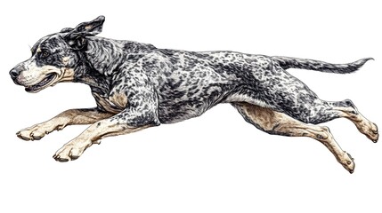 Dog running fast on white background illustration