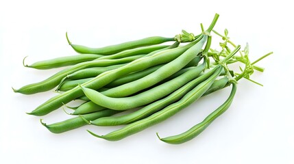 Fototapeta premium Fresh green bean isolated on transparent
