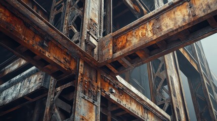 Close up view of aged and weathered metal structure