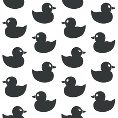 Vector seamless pattern of hand drawn sketch doodle bathing duck isolated on white background