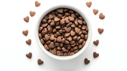large bowl of pet - cat food with heart print