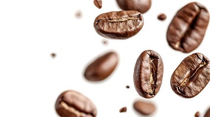Fototapeta premium Coffee beans floating isolated on white