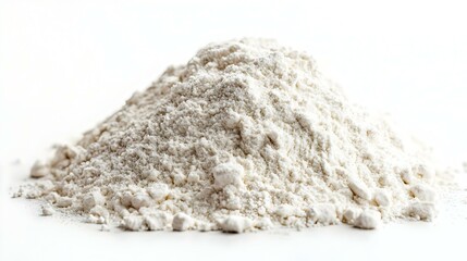 Heap of flour on white background