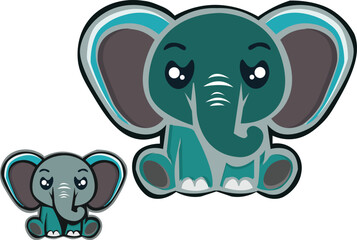 Save two elephants white background.