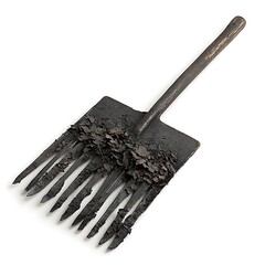 Ancient Burnt Gardening Tool with Soil Residue