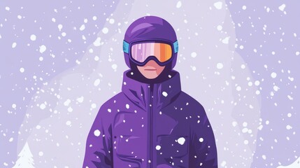 A person wearing winter clothing under falling snowflakes