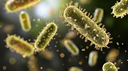 Fototapeta premium Exploring the Diverse Microbial Universe: A Detailed Study of Bacteria, Viruses, Fungi and Pathogens in Our Environments