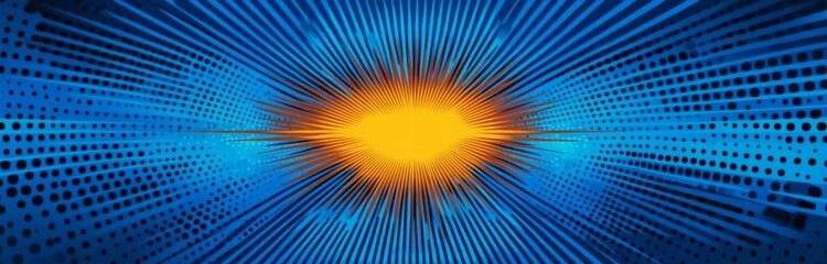 Obraz premium Vibrant Abstract Background with Radiating Lines and Dots in Blue and Yellow for Dynamic Visual Impact and Creative Design Use