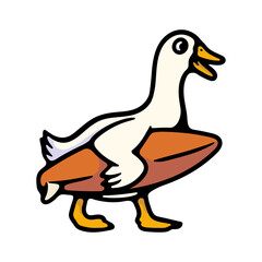 illustration cartoon duck with surf board