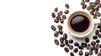 Obraz premium Black coffee in cup isolated on white