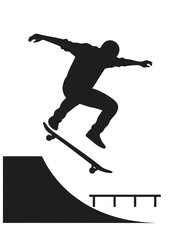 Skateboarder Performing a Trick on a Ramp isolated on white or transparent png background