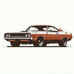 Old rusty sports super sports car model illustration
