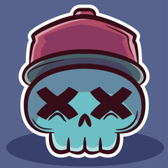 skull mascot in cap,vector,illustration,mascot art,cute skull.