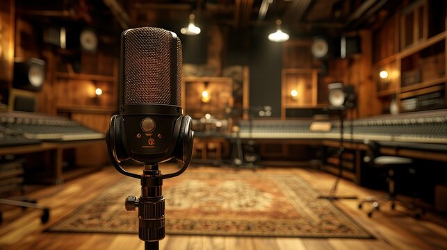 Vintage microphone in recording studio (6)