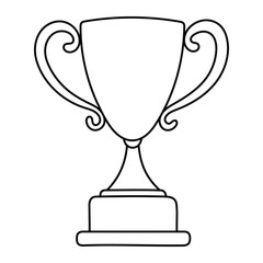 Winner trophy cup vector illustration. Champion award icon, hand-drawn doodle style. Black line art isolated on white background.