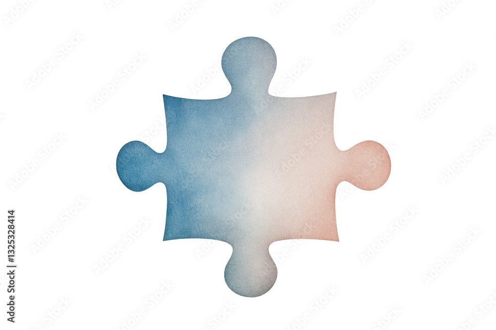 Aufkleber a single puzzle piece with a gradient color effect, showcasing smooth edges and a unique shape.