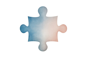 Obraz premium A single puzzle piece with a gradient color effect, showcasing smooth edges and a unique shape.