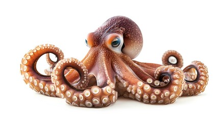 Small octopus on white background octopus Small