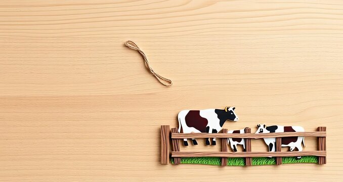 Cute Cows in Wooden Fence Farm Animals on Wood Background Rustic D cor