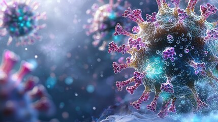 Fototapeta premium Exploring the Intricate Universe of Microscopic Life Forms: Bacteria, Viruses, and Fungi